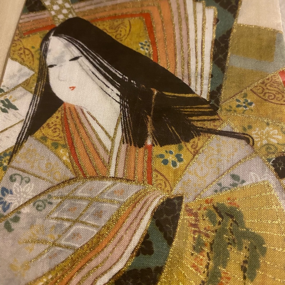 Japanese Motif Linen Handkerchief or Scarf, Izumi Shikibu - Picture 3 of 7